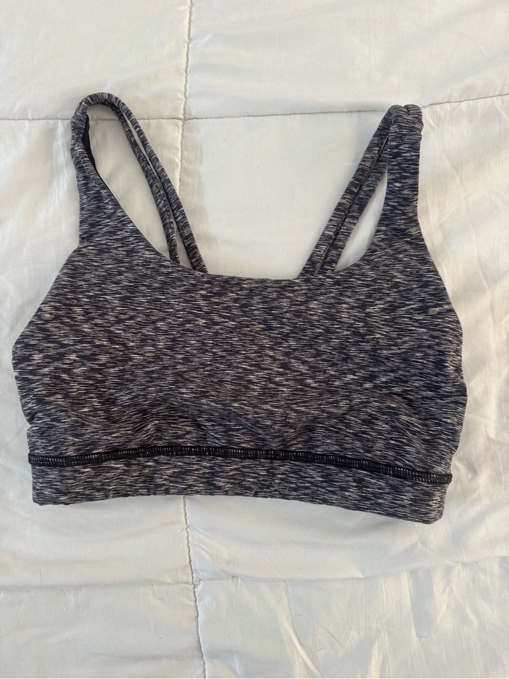 lululemon athletica Heathered Black Double-Strap Sports Bra sz4